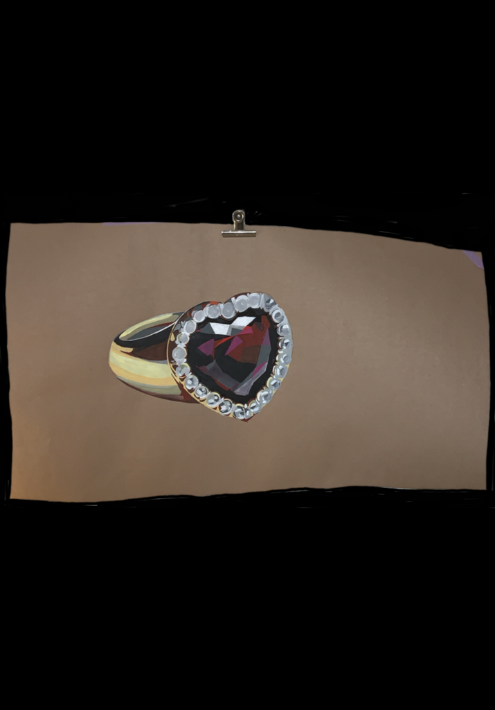 <strong>SWEETHEART RING PAINTING</strong> ACRYLIC ON CARD 50X65CM