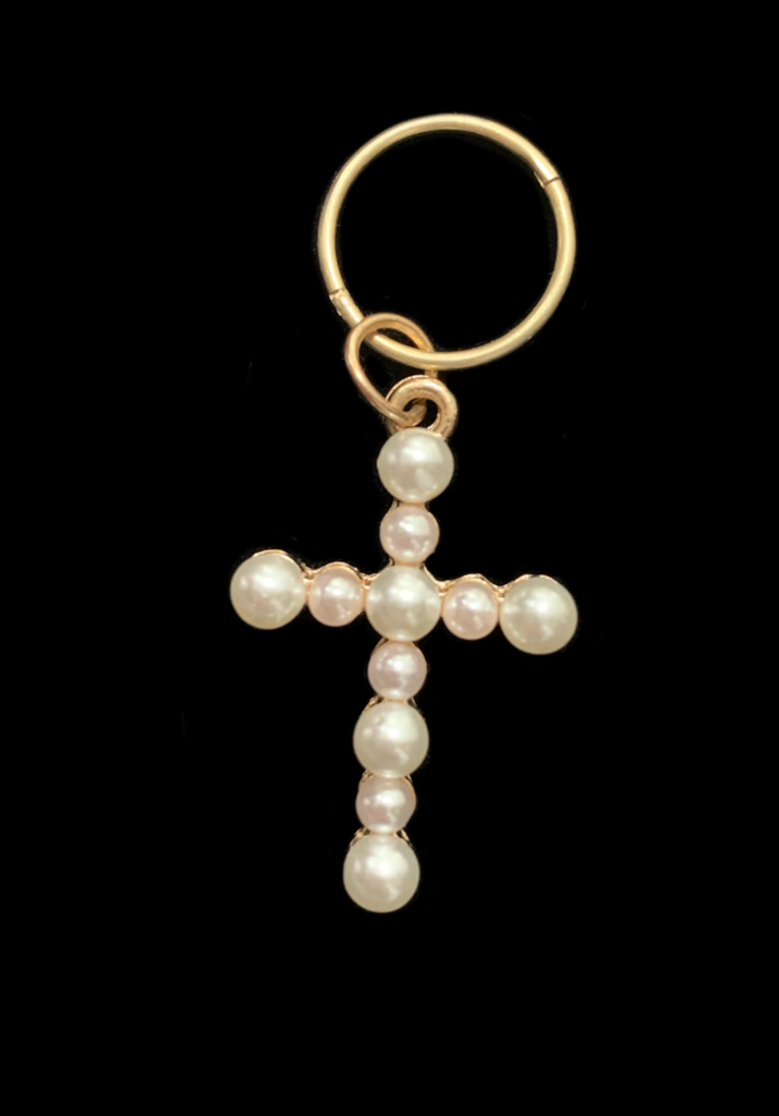 <strong>VINTAGE COSTUME PEARL CRUCIFIX EARRING</strong> SINGLE