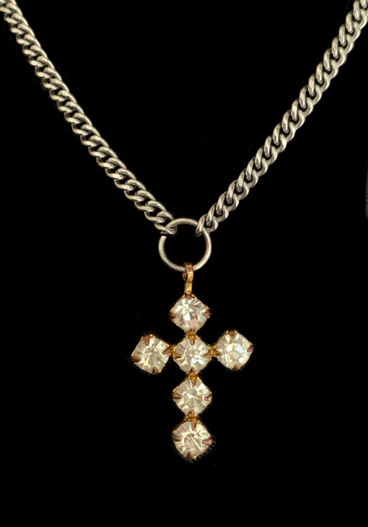 <strong>VINTAGE SMALL DIAMANTÉ CRUCIFIX  NECKLACE</strong>