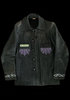 <strong>HAND PAINTED GODS DOGS NEON VINTAGE LEATHER JACKET</strong> BLACK
