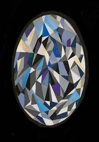 <strong>WOODEN PLAQUE ACRYLIC PAINTED DIAMOND</strong> 35CM OVAL