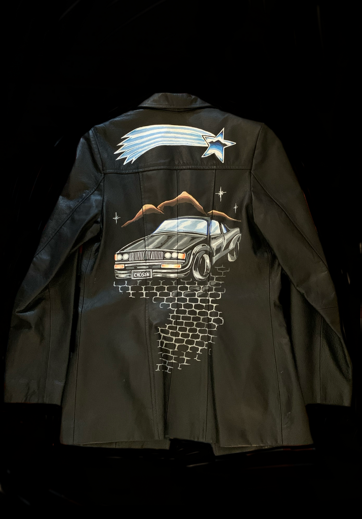 <strong>HAND PAINTED PATHWAY LEATHER JACKET</strong> BLACK
