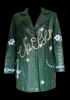 <strong>VINTAGE HAND PAINTED HEAVENS GATE LEATHER JACKET GREEN ONE OF ONE </strong> DOUBLE SIDED